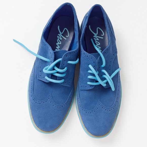 Skechers Shoes - Skechers Groove Lite Blue Suede Blue Sole Oxford Wing Tip Shoes Women's 7 Casual